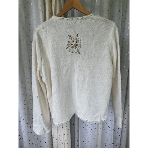Designers Studio Originals Vintage Christmas Holiday Embroidered Beaded Cardigan - Picture 4 of 9
